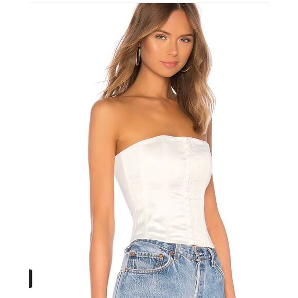Worn once White Danielle Guizio Satin Corset Top Lace up Back size Medium M - Picture 2 of 7